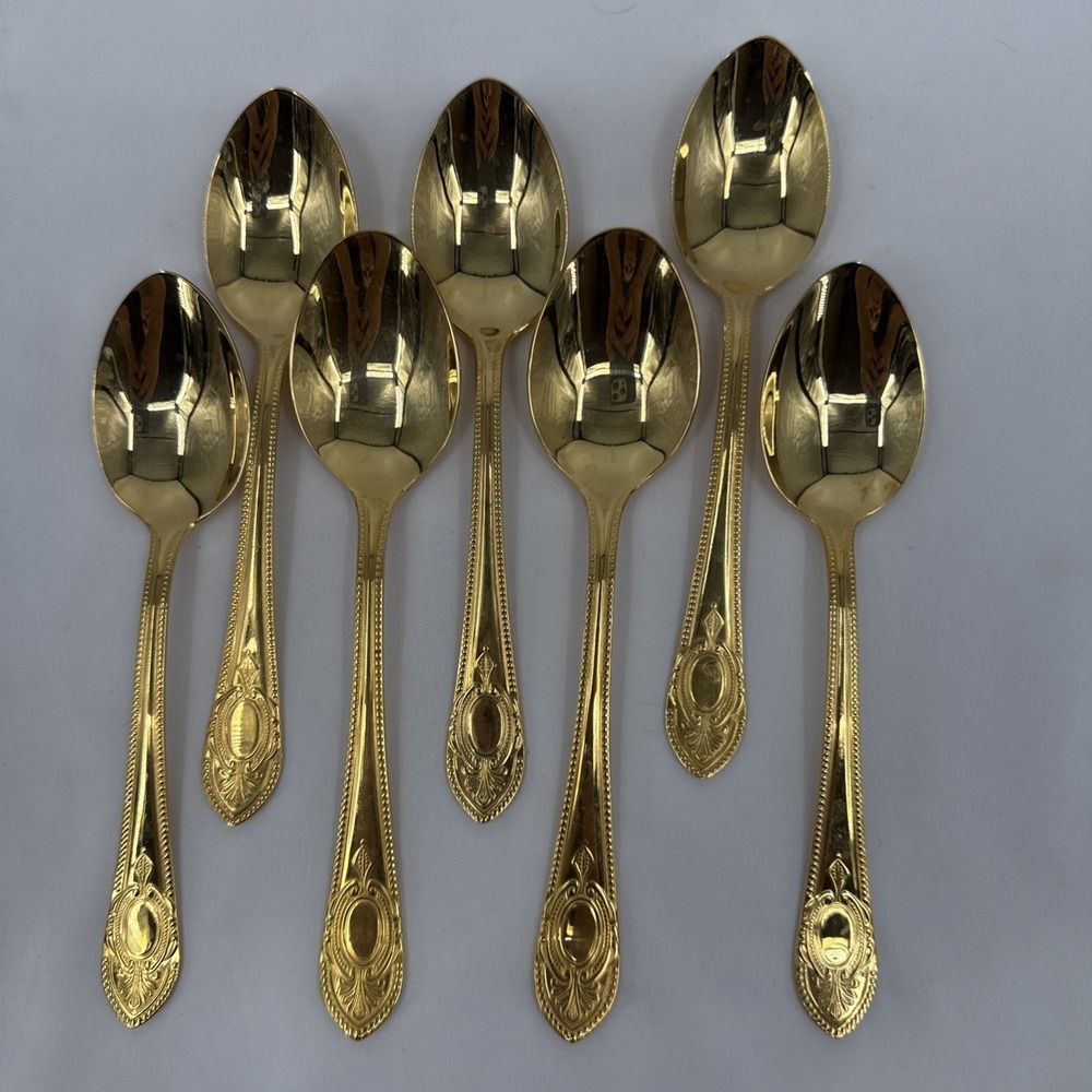 Solingen 18/10 23/24K Gold Plated Hartvergoldet Crown‎ Collection Spoons 7